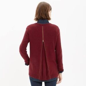 🛑 Madewell Burgundy Knit Sweater - Back Zip Pullover (M)
